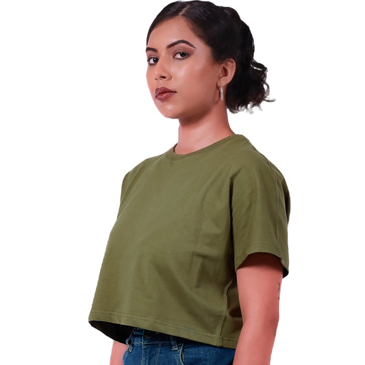 Destiny Olive green Bold and Boxy Crop Top