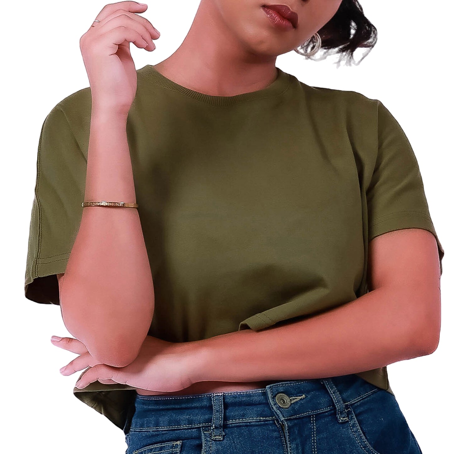 Destiny Olive green Bold and Boxy Crop Top