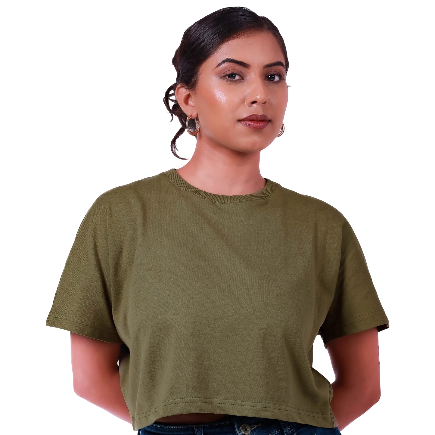 Destiny Olive green Bold and Boxy Crop Top