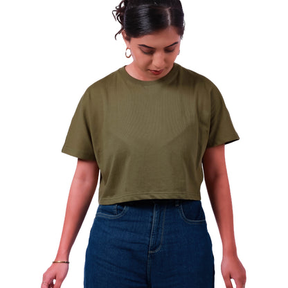 Destiny Olive green Bold and Boxy Crop Top