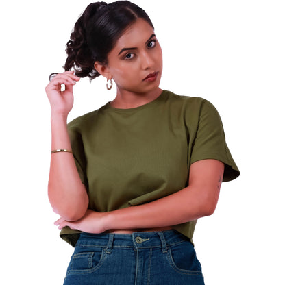 Destiny Olive green Bold and Boxy Crop Top