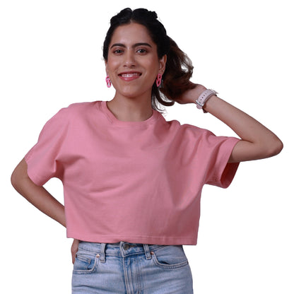 Destiny Salmon Pink Bold and Boxy Crop Top